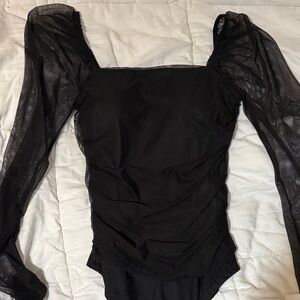 Elegant Black Sheer Sleeve Top